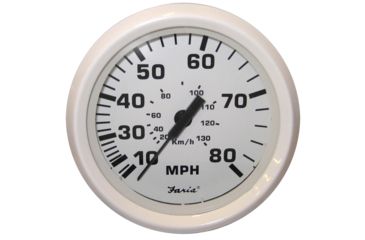 Image of Faria Beede Instruments Dress White 4" Speedometer - 80MPH Mechanical 54667
