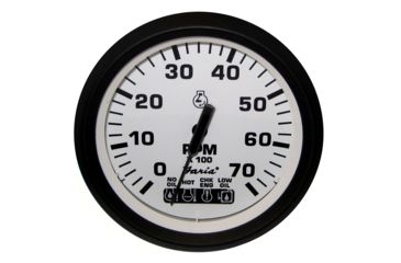 Image of Faria Beede Instruments Euro White 4&quot; Tachometer w/Systemcheck Indicator - 7,000 RPM Gas - Johnson / Evinrude Outboard 54706