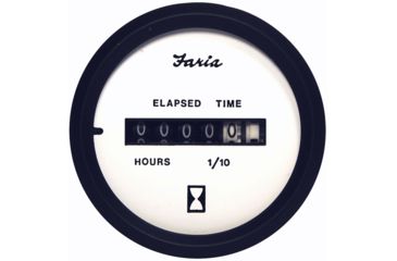 Image of Faria Beede Instruments White 2" Hourmeter 10,000 Hrs 12-32 VDC Euro 54715