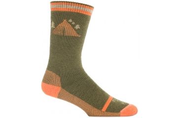 Image of Asheboro Camping Hiker Sock - Mens-Olive Night/Mango-X-Large