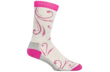 Image of Farm To Feet Helena Stylized Traditional Hiker Sock - Womens-Natural/Berry-Large