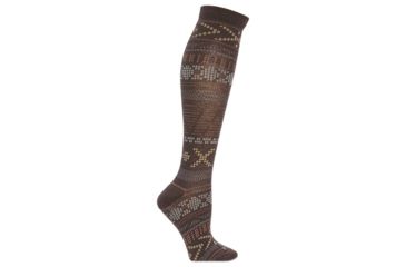 Image of Farm To Feet Mahtomedi Nordic Knee High Sock - Womens-Brown/Lead Grey-Large