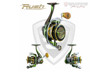 Image of Favorite Fishing Rush Spinning Reel Green/Gold, 5.2:1, 2000, Green/Gold, RUH2000