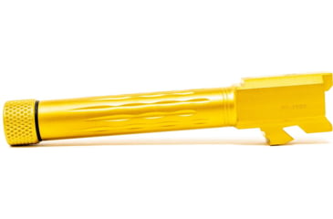 Image of Faxon Firearms Gen 2-5 Match Pistol Barrel w/ Patented Flame Fluting, Glock, Glock 19, 9mm, 1-10 Twist, Threaded, TiN PVD, GB910N19LGQ-T-PTIN