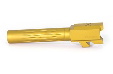 Image of Faxon Firearms Glock Match Series Flame Fluted Barrel, Glock 19, Match, Compact, Gen 2-5, 9mm SAAMI, 416-R Stainless QPQ Nitride, Std. Length, TiN Coated, Black Nitride, GB910N19LGQ-N-TiN