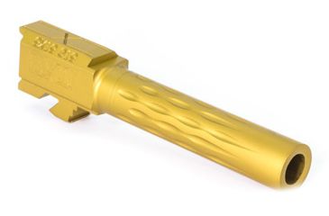 Image of Faxon Firearms Glock Match Series Flame Fluted Barrel, Glock 19, Match, Compact, Gen 2-5, 9mm SAAMI, 416-R Stainless QPQ Nitride, Std. Length, TiN Coated, Black Nitride, GB910N19LGQ-N-TiN