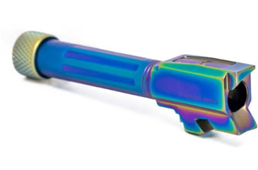 Image of Faxon Firearms Match Series Glock 43/43X Threaded Barrel, 9mm Caliber, 416-R Stainless Steel, Chameleon PVD, Multi, GB910N43SGQ-T-NCR