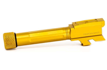 Image of Faxon Firearms Match Series Glock 43/43X Threaded Barrel, 9mm Caliber, 416-R Stainless Steel, TiN PVD, Gold, GB910N43SGQ-T-TIN
