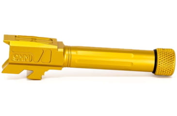 Image of Faxon Firearms Match Series Glock 43/43X Threaded Barrel, 9mm Caliber, 1-10 Twist, 416-R Stainless Steel, TiN PVD, Gold, GB910N43SGQ-T-TIN