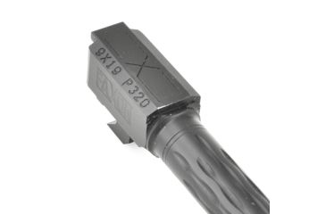 Image of Faxon Firearms Sig Sauer P320 Fullsize Barrel, Flame Fluted, 1/2x28 Threaded, 9mm, 1-10 Twist, 416-R SS, Nitride, Black, 320B910NFLOQ-T