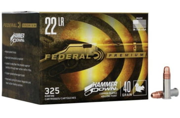 Image of Federal HammerDown Rimfire .22LR 40 Grain Copper Plated Hollow Point Nickel-plated Brass Rimfire Ammunition, 325, 22HAM