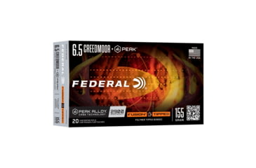 Image of Federal 6.5 Creedmoor 155 grain Federal Fusion Tipped Peak Alloy Cased Rifle Ammunition, 20 Rounds, F65CRDPKTFS2
