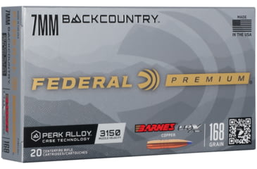 Image of Federal 7mm Backcountry 168 Grain Barnes LRX Copper Peak Alloy Rifle Ammo, 20 Rounds, P7BCLRX1