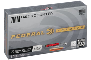 Image of Federal 7mm Backcountry 168 Grain Barnes LRX Copper Peak Alloy Rifle Ammo, 20 Rounds, P7BCLRX1