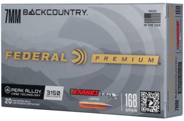 Image of Federal 7mm Backcountry 168 Grain Barnes LRX Copper Peak Alloy Rifle Ammo, 20 Rounds, P7BCLRX1