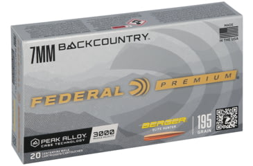 Image of Federal 7mm Backcountry 195 Grain Berger Elite Hunter Peak Alloy Rifle Ammo, 20 Rounds, P7BCEH1