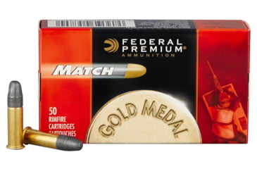 Image of Federal 922A Premium Gold Medal Rimfire 22 LR 40 Gr Lead Round Nose LRN 50 Bx/