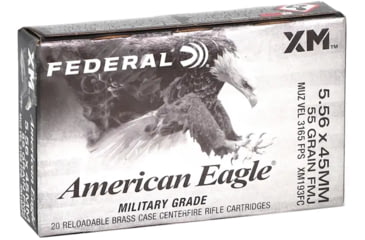 Image of Federal AE 5.56x45mm NATO 55 Grain Full Metal Jacketed Rifle Ammo, 20 Round, AE193