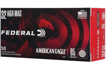 Image of Federal American Eagle Handgun 32 H&amp;R 85 Grain Jacketed Soft Point Brass Rimfire Ammo, 50 Rounds, AE32HR