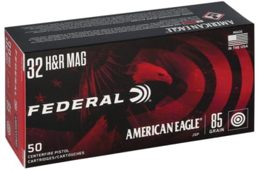Image of Federal American Eagle Handgun 32 H&amp;R 85 Grain Jacketed Soft Point Brass Rimfire Ammo, 50 Rounds, AE32HR