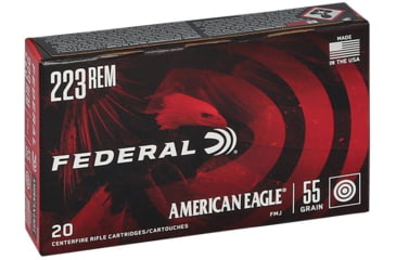 Image of Federal American Eagle Rifle .223 Rem 55 Grain Full Metal Jacket Brass Cased Rifle Ammo, 20 Rounds, AE223