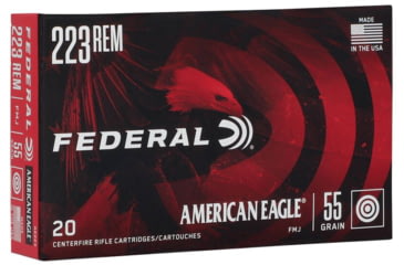 Image of Federal American Eagle Rifle .223 Rem 55 Grain Full Metal Jacket Brass Cased Rifle Ammo, 20 Rounds, AE223