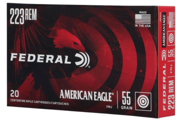 Image of Federal American Eagle Rifle .223 Rem 55 Grain Full Metal Jacket Brass Cased Rifle Ammo, 20 Rounds, AE223