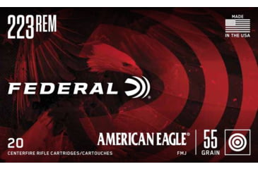 Image of Federal American Eagle Rifle .223 Rem 55 Grain Full Metal Jacket Brass Cased Rifle Ammo, 20 Rounds, AE223