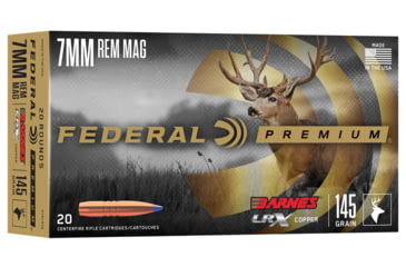 Image of Federal Barnes LRX 7mm Rem Mag 145 Grain Brass Rifle Ammo, 20 Rounds, P7RLRX2