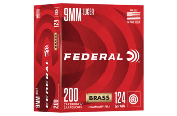 Image of Federal Cartridge/Kinetic Pistol Ammo 9Mm 124 Fmj Champ Brass 200/5, C9124A200