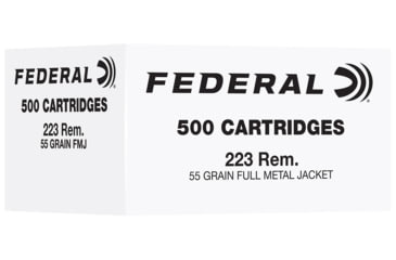 Image of Federal American Eagle 223 Remington 55 Grain FMJ Brass Rifle Ammo, 500 Rounds, FC223F500