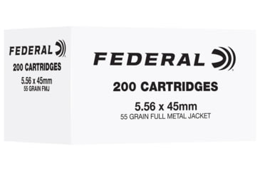 Image of Federal 5.56x45mm 55 Grain FMJ Brass Rifle Ammo, 100 Rounds, FC556F200