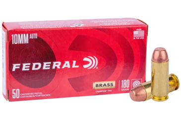 Image of Federal Champion Training 10mm Auto 180 Grain Full Metal Jacket Brass Cased Pistol Ammo, 200 Rounds, WM52212