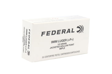 Image of Federal Classic 9mm+P+ 115 Grain HS JHP Brass Cased Centerfire Rifle Ammo, FEDE9BPLE