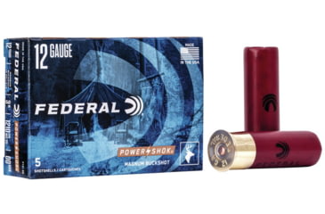 Image of Federal Power-Shok 12 Gauge 1 7/8 Oz 3 in 00 Buckshot Centerfire Shotgun Slug Ammo, 5 Rounds, Fc13100