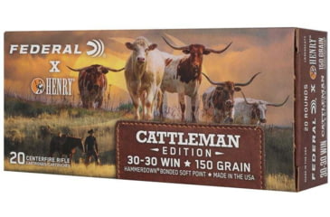 Image of Federal Hammer Down Henry Cattlemans .30-30 Winchester 150 Grain Jacketed Soft Point Rifle Ammo, 20 Rounds, ALG3030CATT