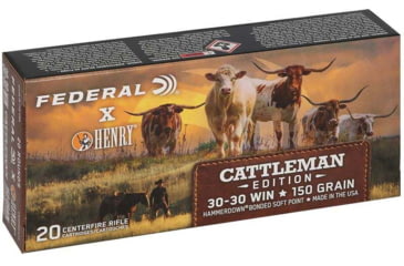 Image of Federal Henry Cattleman Edition .30-30 Winchester 150 Grain Bonded Soft Point Brass Cased Rifle Ammo, 20 Rounds, LG3030CATT