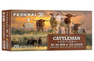 Image of Federal Hammer Down Henry Cattlemans .30-30 Winchester 150 Grain Jacketed Soft Point Rifle Ammo, 20 Rounds, ALG3030CATT