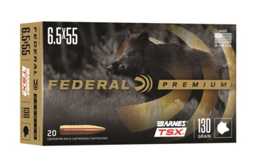 Image of Federal 6.5x55 Swedish 130 Grain Hollow Point Rifle Ammo, 20 Rounds, P6555SWTSX