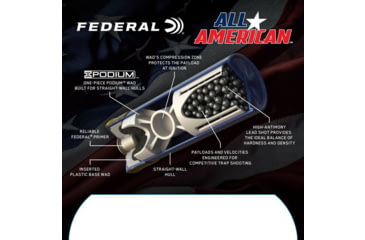 Image of Federal FAA12L8 All-American 12Gauge 2.75 1 1/8oz 8Shot 25 Per Box/10 Case
