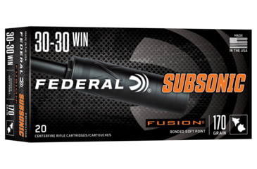Image of Federal Fusion 30-30 Winchester 170 Grain Soft Point Brass Rifle Ammo, 20 Rounds, F3030FS2SUB