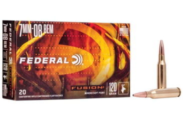 Image of Federal Fusion 7mm-08 120 Grain Soft Point Centerfire Rifle Ammo, 20 Rounds, F708FS2
