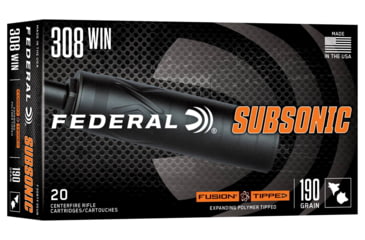 Image of Federal Fusion Tipped 308 Winchester 190 Grain Soft Point Brass Rifle Ammo, 20 Rounds, F308TF3SUB
