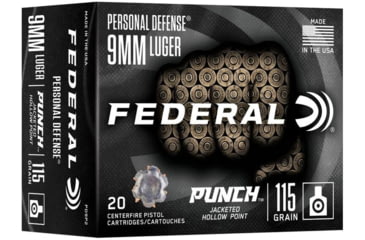 Image of Federal PD9P2 Punch 9mmLuger 115gr Jacketed Hollow Point 20/Box