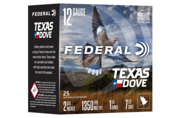Image of Federal Texas Dove 12 Gauge 1 1/4oz 2.75in Shotgun Ammo, #7.5, 25 Rounds, TXD12H 7.5