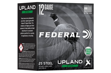 Image of Federal Upland Steel 12 Gauge 1 1/8oz, 2 3/4in Shotgun Ammo, 4, 25 Rounds, USH12 4