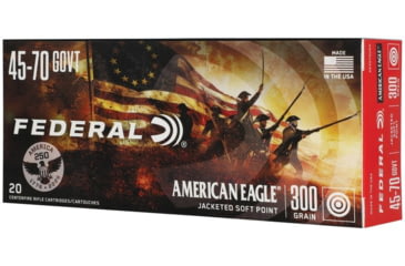 Image of Federal 250th Anniversary USA 45-70 Goverment 300 Grain Jacketed Soft Point Rifle Ammo, 20 Rounds, AE4570USA