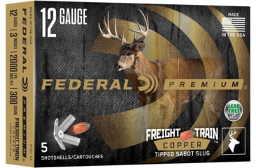 Image of Federal Premium Freight Train 20 Gauge 2 3/4 in 300 Grain Copper Shotgun Sabot Slugs, 5 Round, P208 FT