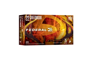 Image of Federal Fusion .22 Creedmore 75 Grain Fusion Soft Point Brass Cased Rifle Ammunition, 20 Rounds, F22CRDFS2