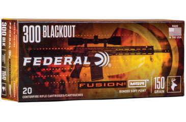 Image of Federal MSR 300 Blackout 190 Grain Subsonic Expanding Brass Rifle Ammo, 20 Rounds, F300BMSR3